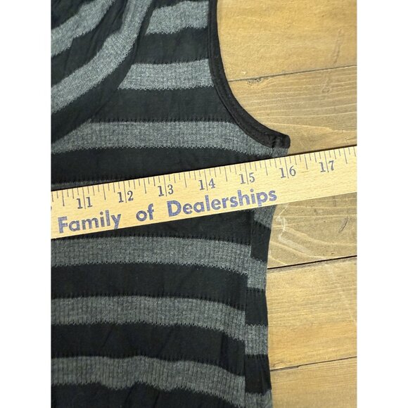 Sleeveless Black & Gray Striped Cowl Neck Tunic Top L - Picture 5 of 6